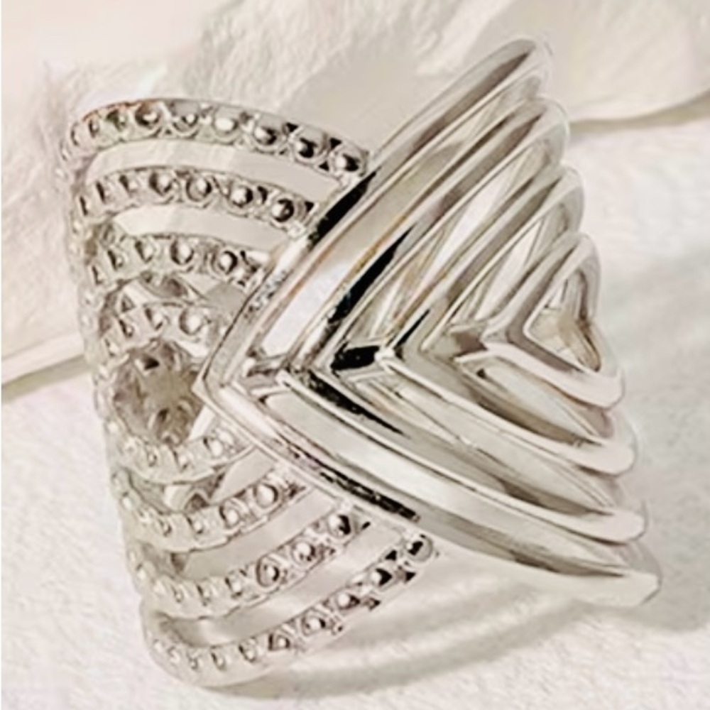 Stainless Steel Geometric Design Open Ring